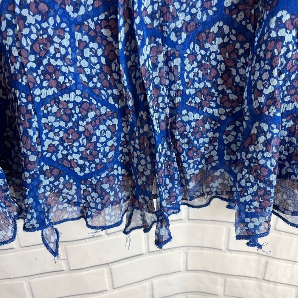 Free People‎ Blue Print Tunic Sz M - Picture 6 of 9